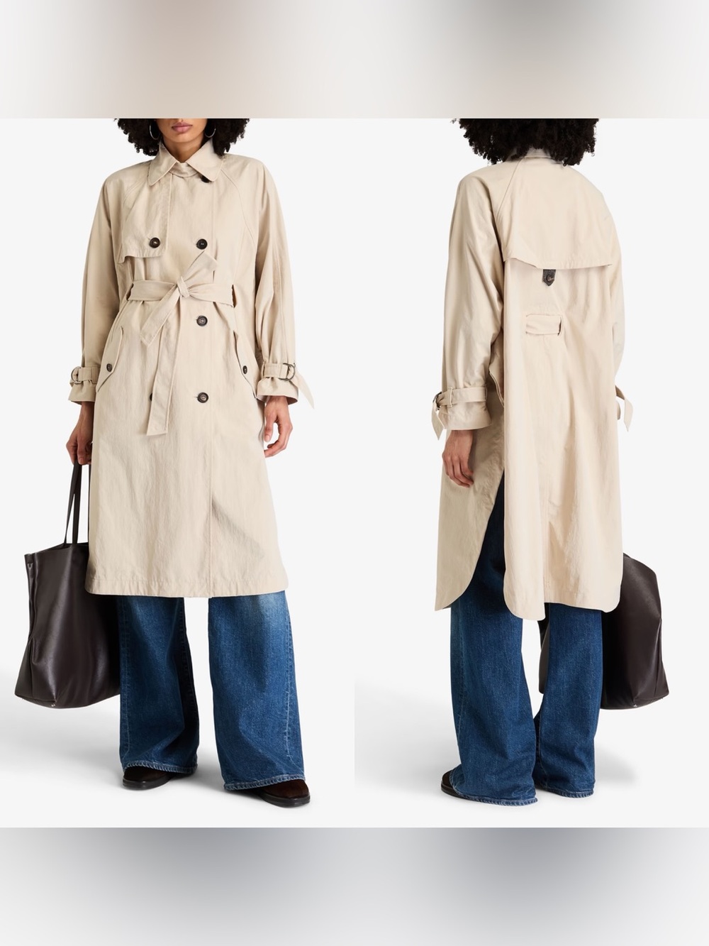 Brunello Cucinelli Beaded Canvas Trench Coat‎ Beige IT40 EUC
